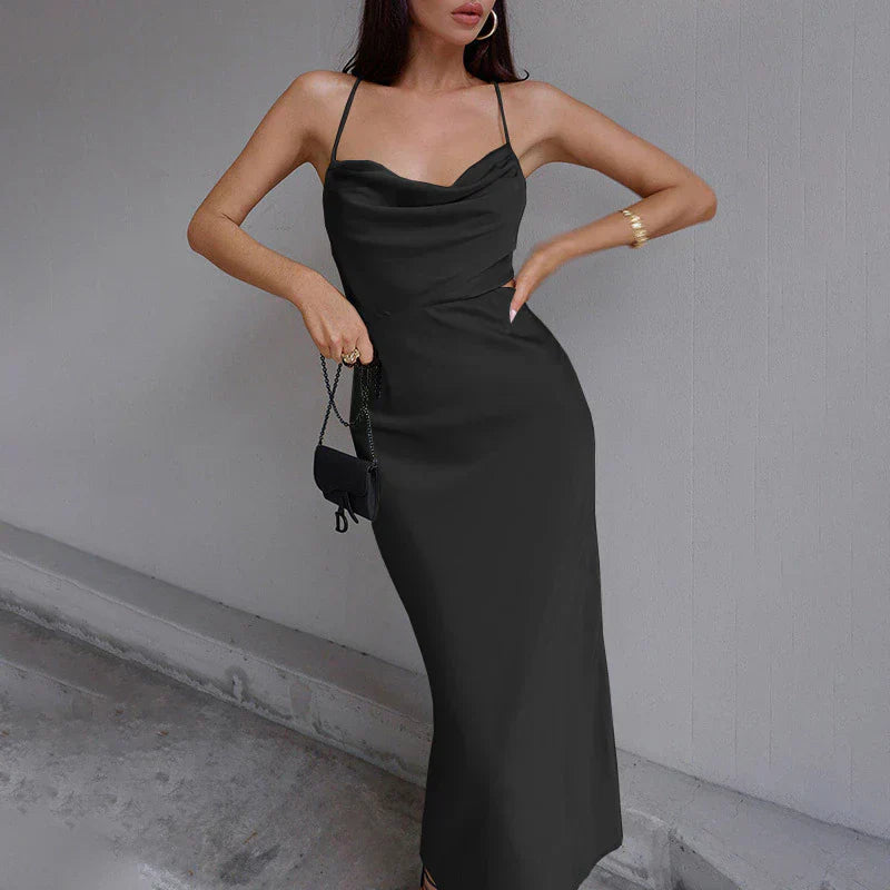 Daphne – Satin-Unterkleid mit Wasserfallausschnitt