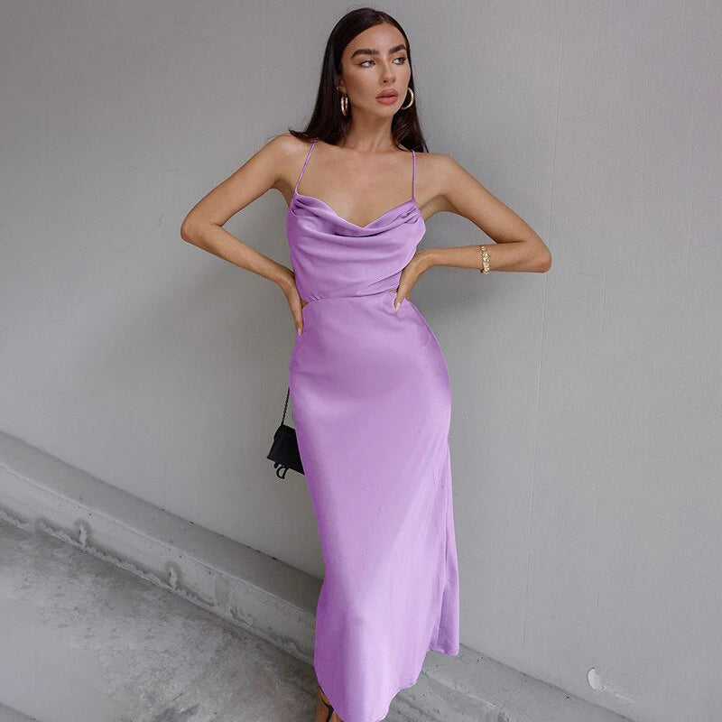 Daphne – Satin-Unterkleid mit Wasserfallausschnitt